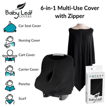 Load image into Gallery viewer, Simply Black Baby Car Seat Cover with Zipper | Multi-Use Nursing Cover