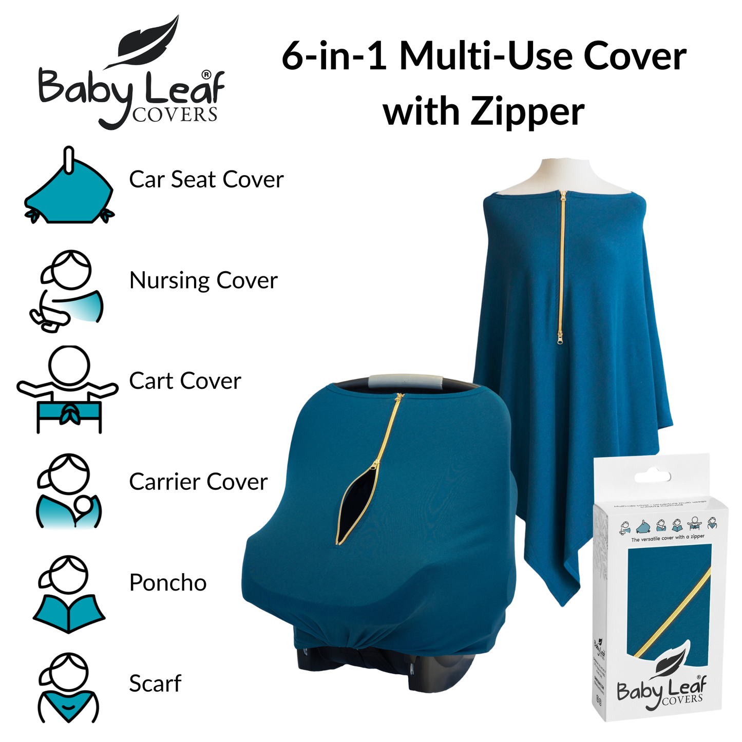 Blue Sky Baby Car Seat Cover with Zipper | Multi-Use Nursing Cover