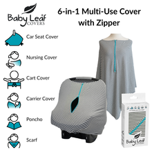 Load image into Gallery viewer, Thin Stripes Baby Car Seat Cover with Zipper | Multi-Use Nursing Cover