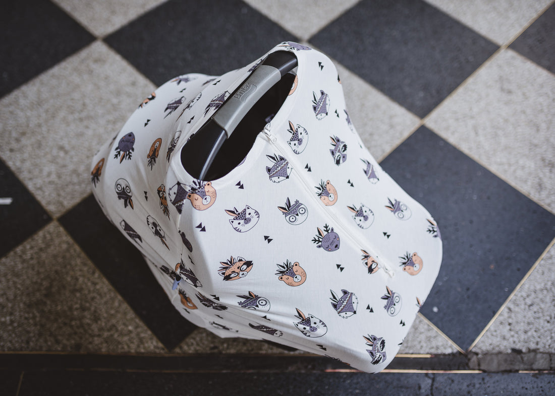 Woodland Animals Baby Car Seat Cover Shower Gift