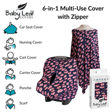 Load image into Gallery viewer, Fresh Floral Baby Car Seat Cover with Zipper | Multi-Use Nursing Cover
