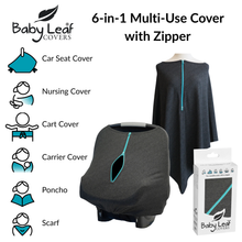 Load image into Gallery viewer, Lux Grey Baby Car Seat Cover with Zipper | Multi-Use Nursing Cover
