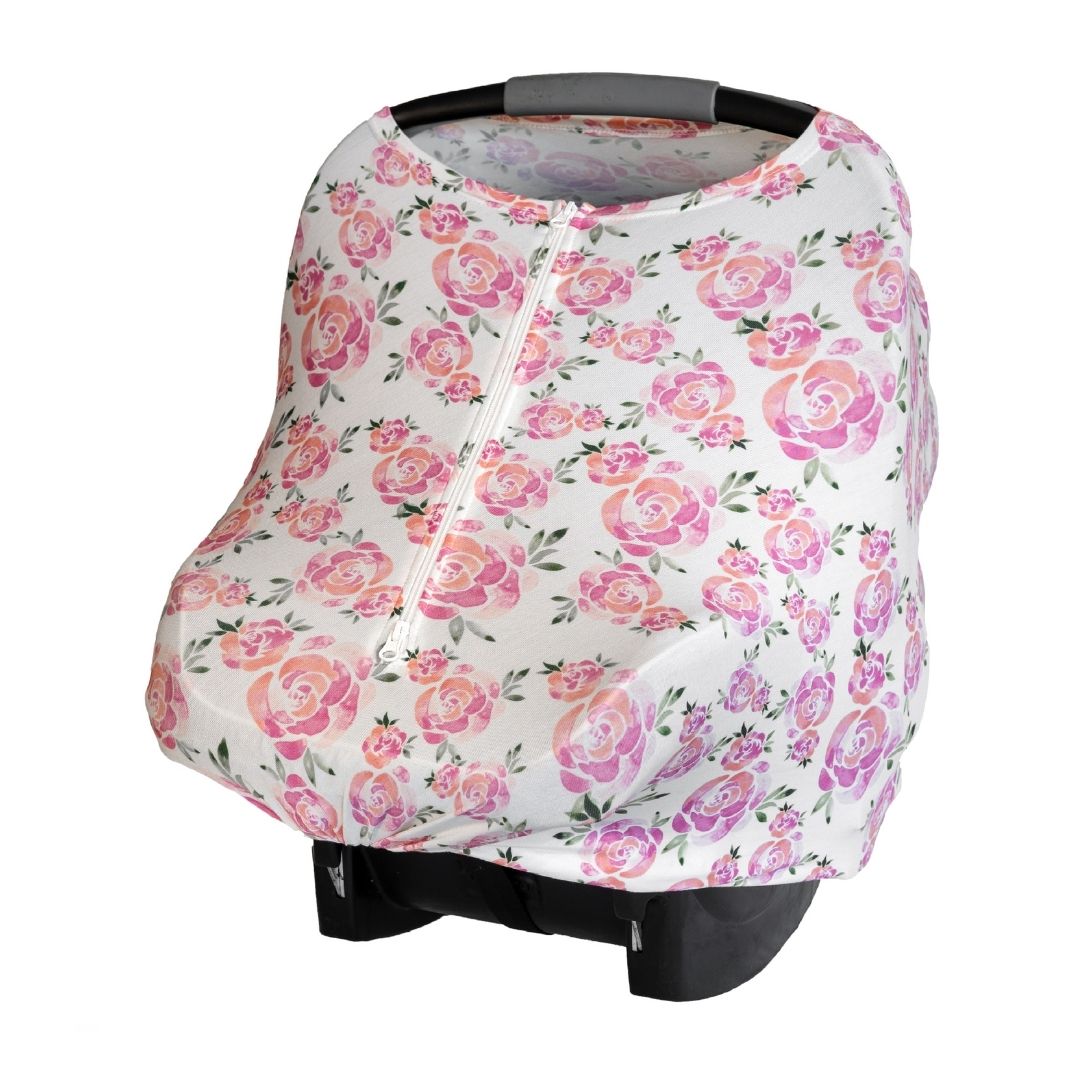 Baby Car Seat Cover & Nursing Scarf - 5-in-1 Stretch Breathable Cover For Strollers